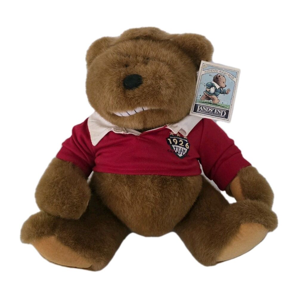 Vintage Lands End Limited Edition Rugby Bears Kid KODIAK Plush Gund Teddy Bear